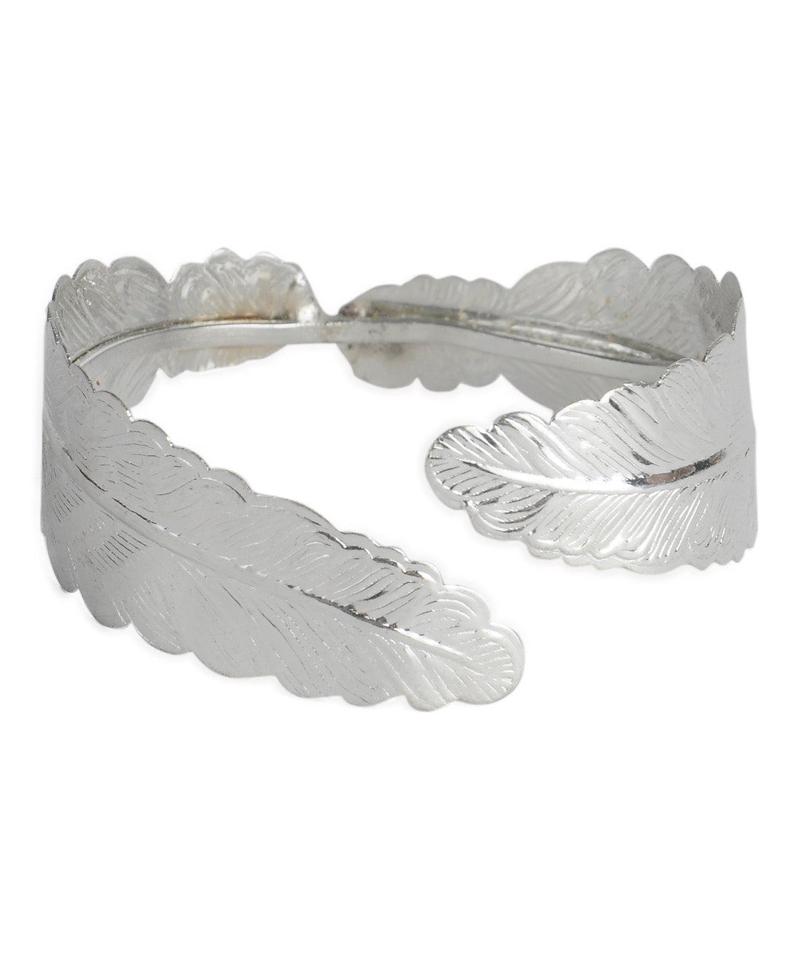 Brass Alloy Siver Plated Leaf Shape Cuff Bangle - The Pari - The Pari - Dinesh Associates
