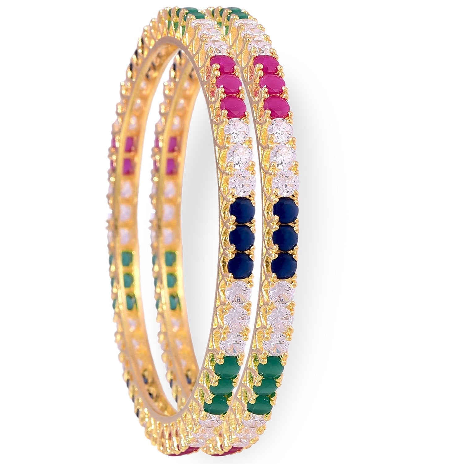 Gold-Polished Alloy Set Of 2 Multicolou Ad Bangles - The Pari - Swadesiicart