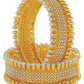 Gold-Polished Alloy Pearl Studded Designer Screw Bangle Set - The Pari - The Pari - Dinesh Associates