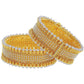 Gold-Polished Alloy Pearl Studded Designer Screw Bangle Set - The Pari - Swadesiicart