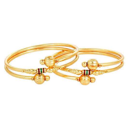 Gold-Polished Alloy Meena Work Bangle Set - The Pari - The Pari - Dinesh Associates