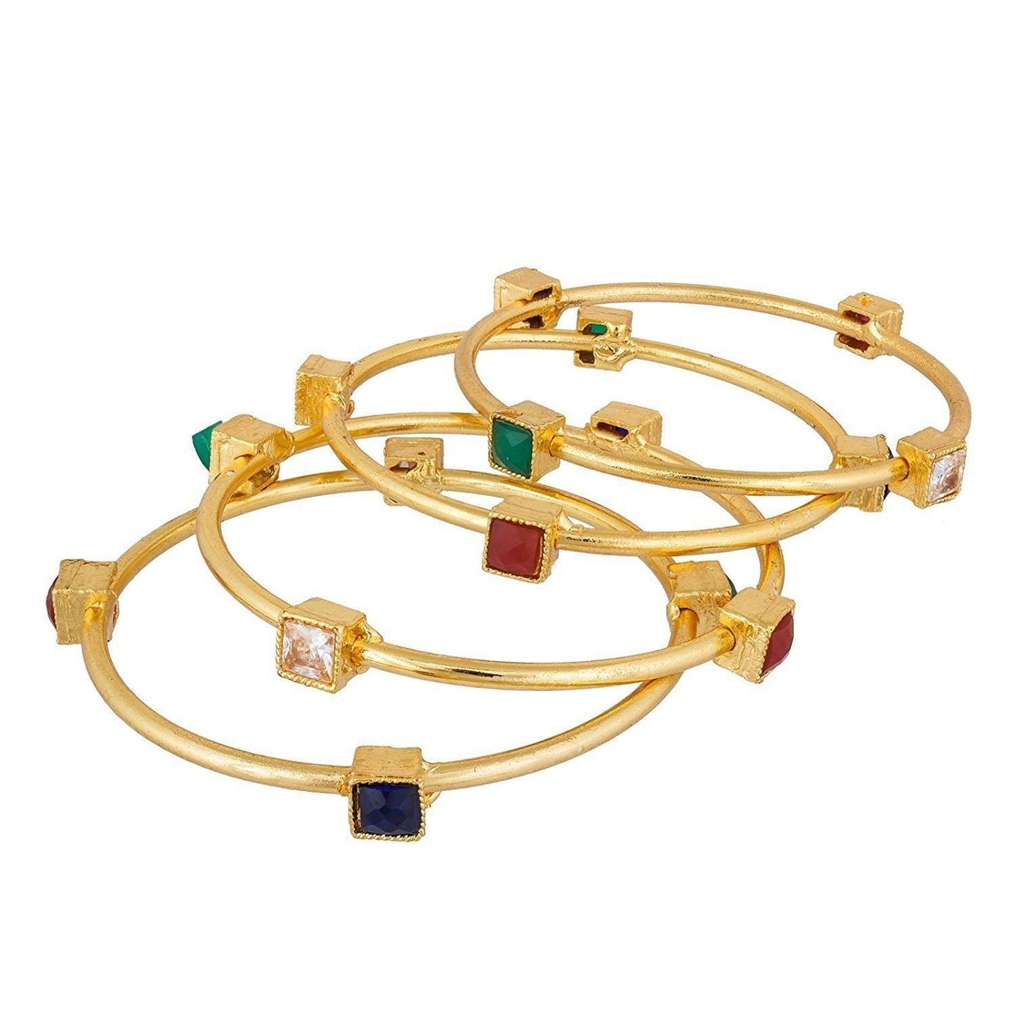 Gold-Polished Alloy Multicolor Bangle Set - The Pari - The Pari - Dinesh Associates