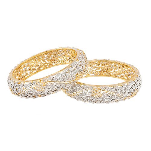Gold-Polished Alloy Delicate Work Ad Designer Bangle Set - The Pari - The Pari - Dinesh Associates