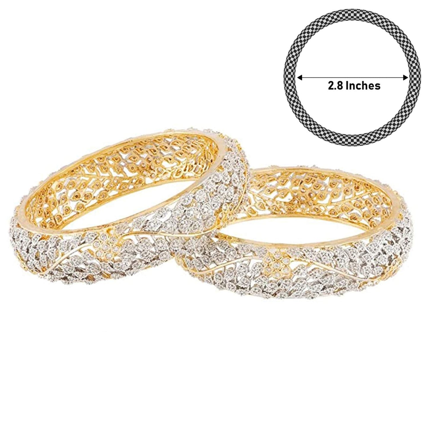 Gold-Polished Alloy Delicate Work Ad Designer Bangle Set - The Pari - Swadesiicart
