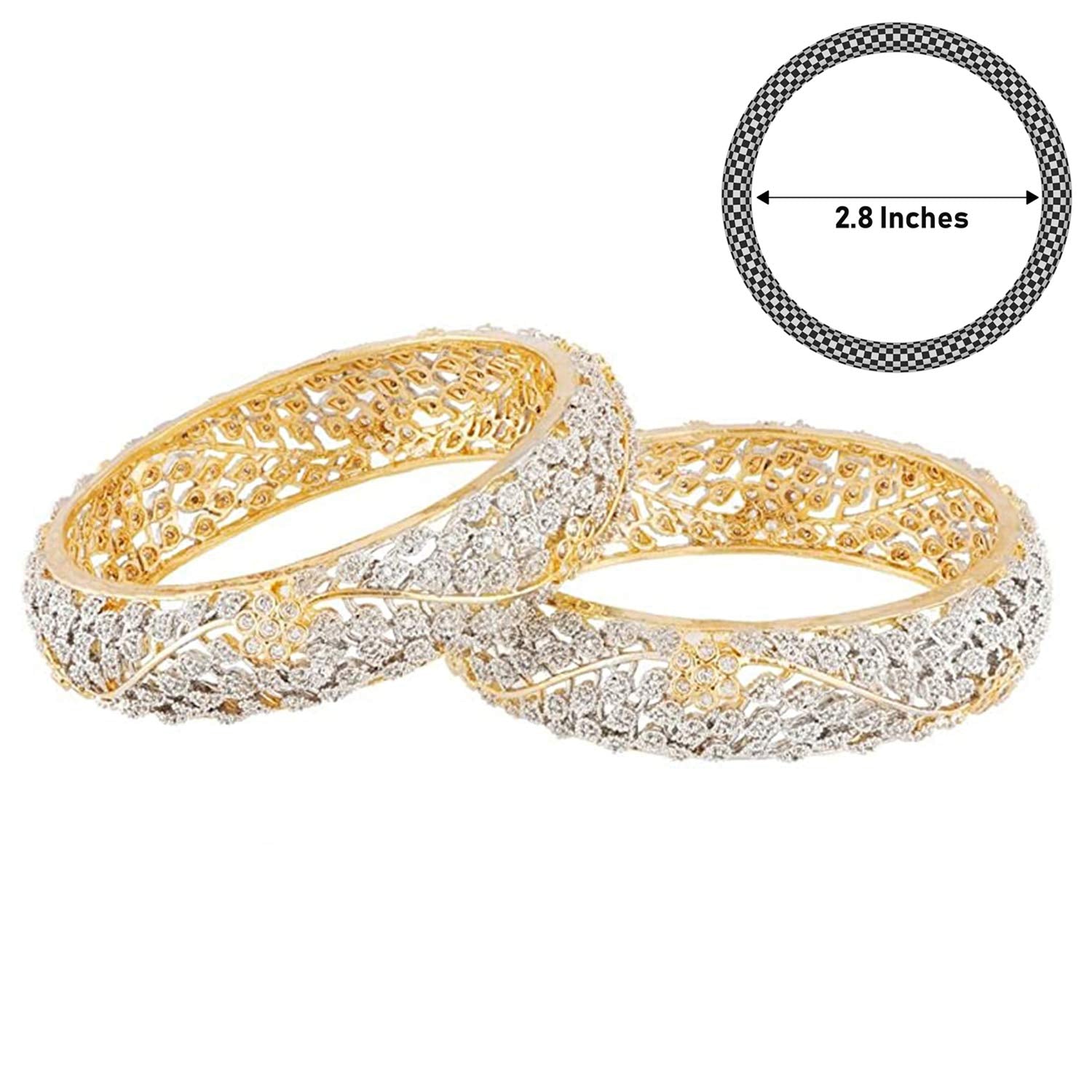 Gold-Polished Alloy Delicate Work Ad Designer Bangle Set - The Pari - Swadesiicart