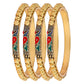 Gold-Polished Alloy Peacock Design Set Of 4 Bangles - The Pari - Swadesiicart