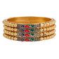 Gold-Polished Alloy Peacock Design Set Of 4 Bangles - The Pari - The Pari - Dinesh Associates