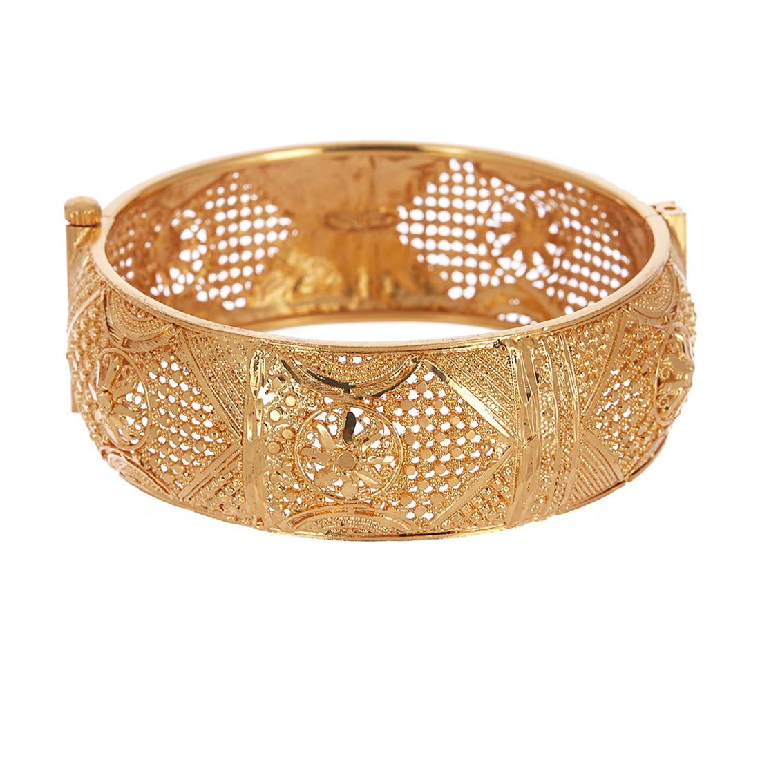 Gold-Polished Alloy Golden Handmade Beaded Bangle Set - The Pari - Swadesiicart