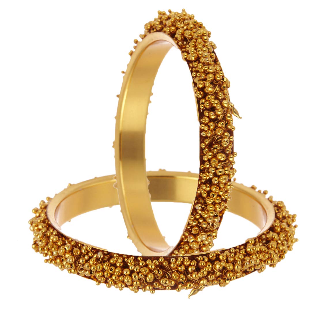Gold-Polished Alloy Golden Handmade Beaded Bangle Set - The Pari - The Pari - Dinesh Associates
