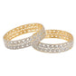Gold-Polished Alloy Broad Leaf Design American Diamond Bangles - The Pari - The Pari - Dinesh Associates