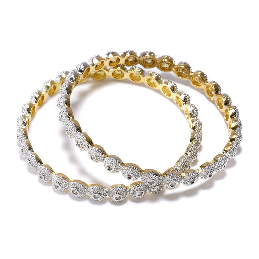Gold-Polished Alloy Round Thin American Diamond Bangle Set - The Pari - The Pari - Dinesh Associates