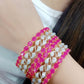 Gold-Polished Alloy American Diamond Combo Of Ruby & Silver Bangles - The Pari - The Pari - Dinesh Associates
