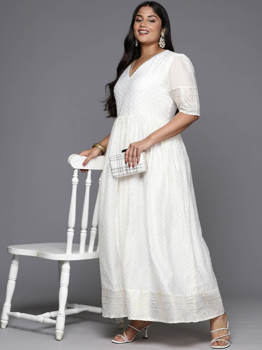 Ahalyaa Women's Traditional wear Ethnic Dress - Off White | Swadesiicart