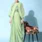 Green Fancy Pure Fabric Plain Ready to wear Saree with stitched Blouse - Vrinda | Swadesiicart