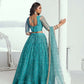 Aastha Fashion Rama Green Butterfly Net Tone To Tone Cotton Thread Work And Sequence Work Embroidery Wedding Wear Lehenga Choli