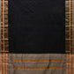 Black and Cream Narayanpet Silk Handloom Plain Saree with Traditional Border Design No Blouse - Global Threads | Swadesiicart