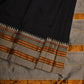 Black and Cream Narayanpet Silk Handloom Plain Saree with Traditional Border Design No Blouse - Global Threads | Swadesiicart
