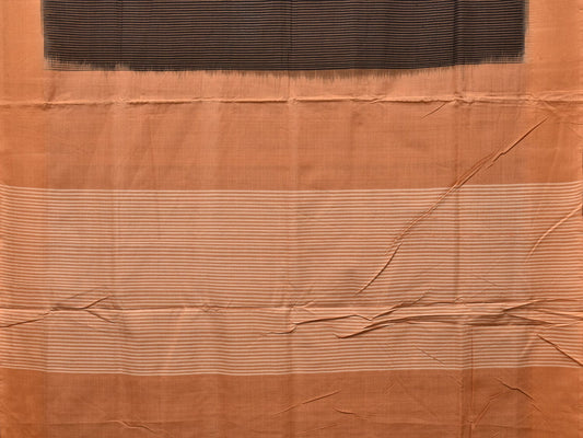Black and Mustard Pochampally Ikat Handloom Saree with Strips Design - Global Threads | Swadesiicart