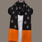 Black and Orange Pochampally Ikat Cotton Handloom Dupatta with Polka Dots Design - Global Threads | Swadesiicart
