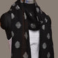 Black and Orange Pochampally Ikat Cotton Handloom Dupatta with Polka Dots Design - Global Threads | Swadesiicart