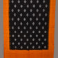 Black and Orange Pochampally Ikat Cotton Handloom Dupatta with Polka Dots Design - Global Threads | Swadesiicart