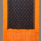 Black and Orange Pochampally Ikat Cotton Handloom Dupatta with Temple Border Design - Global Threads | Swadesiicart