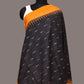 Black and Orange Pochampally Ikat Cotton Handloom Dupatta with Temple Border Design - Global Threads | Swadesiicart