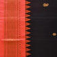 Black and Peach Gadwal Silk Handloom Saree with Mango Pallu and Border Design - Global Threads | Swadesiicart