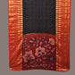 Black and Red Bandhani Kanchipuram Silk Handloom Dupatta with Kalamkari Design - Global Threads | Swadesiicart