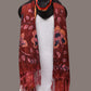 Black and Red Bandhani Kanchipuram Silk Handloom Dupatta with Kalamkari Design - Global Threads | Swadesiicart