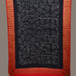 Black and Red Bandhani Kanchipuram Silk Handloom Dupatta with Leaves Design - Global Threads | Swadesiicart
