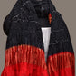 Black and Red Bandhani Kanchipuram Silk Handloom Dupatta with Leaves Design - Global Threads | Swadesiicart