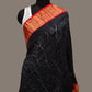 Black and Red Bandhani Kanchipuram Silk Handloom Dupatta with Leaves Design - Global Threads | Swadesiicart