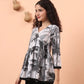 Yufta Black And White Cotton Gathered Or Pleated Angrakha Top