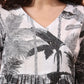 Yufta Black And White Cotton Gathered Or Pleated Angrakha Top