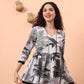 Yufta Black And White Cotton Gathered Or Pleated Angrakha Top