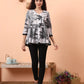 Yufta Black And White Cotton Gathered Or Pleated Angrakha Top