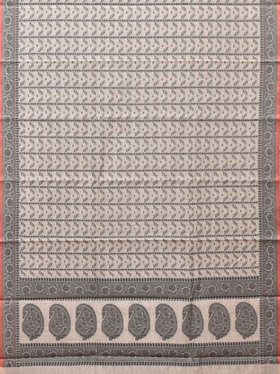 Black and White Cut Work Sico Cotton Saree with All Over and Border Design - Global Threads | Swadesiicart