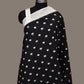 Black and White Pochampally Ikat Cotton Handloom Dupatta with Dots Design - Global Threads | Swadesiicart