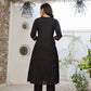 Yufta Black Cotton A Line Gathered Or Pleated Kurta Dupatta Set