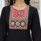 Yufta Black Cotton Sequins Work Straight Kurta Set