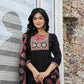 Yufta Black Cotton Sequins Work Straight Kurta Set