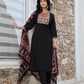 Yufta Black Cotton Sequins Work Straight Kurta Set