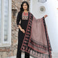 Yufta Black Cotton Sequins Work Straight Kurta Set