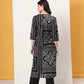Yufta Black Cotton Straight Kurta Set