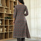 Yufta Black Ethnic Motifs A-Line Kurta Trouser Dupatta Set With Bucket Neck