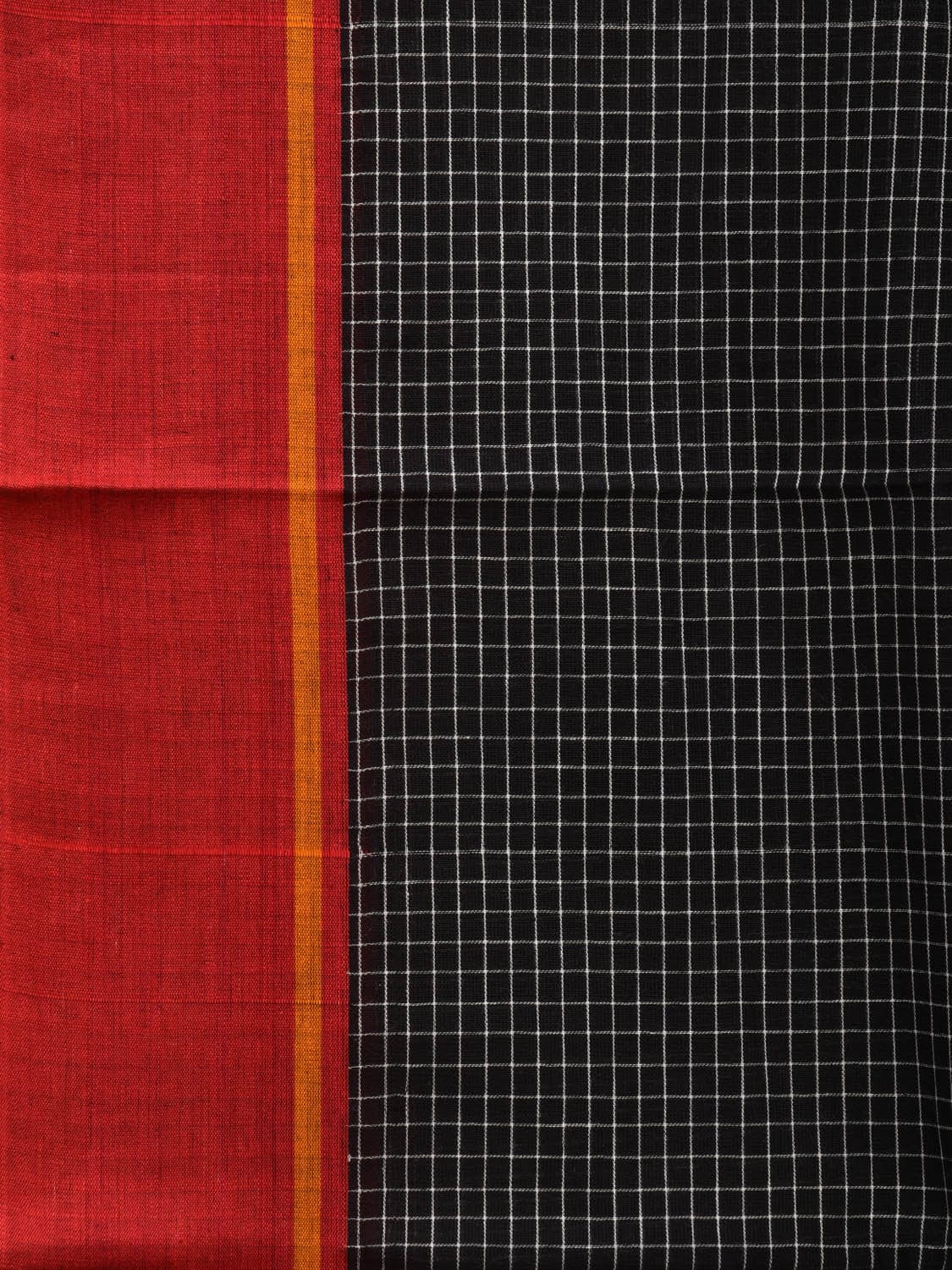 Black ilkal Cotton Handloom Saree with Checks and Ganga-Jamuna Border Design No Blouse - Global Threads | Swadesiicart