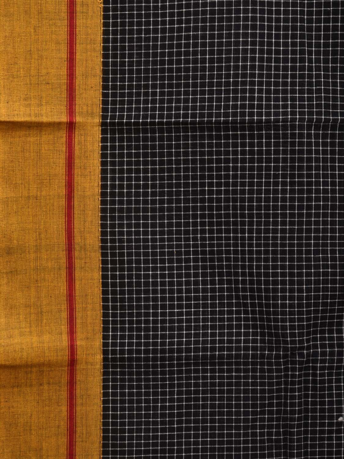 Black ilkal Cotton Handloom Saree with Checks Design No Blouse - Global Threads | Swadesiicart