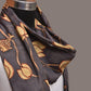 Black Kalamkari Hand Painted Sico Dupatta with Lotus and Fish Design - Global Threads | Swadesiicart