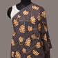 Black Kalamkari Hand Painted Sico Dupatta with Lotus and Fish Design - Global Threads | Swadesiicart